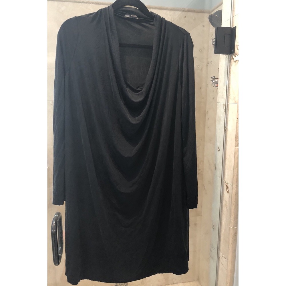 AllSaints Amei LS Dress Gray Black Cowl Neck Long Sleeve Mini Shift Dress 6